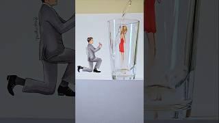 Physics + Art = ️ Cool Refraction Trick #art #artwork #artist #draw #drawing #diy #satisfying #love