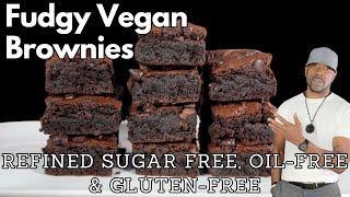 Simple Fudgy Vegan Brownies. Oil-Free, Refined Sugar Free, Gluten-Free, High Protein