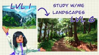 How I learned landscapes in 7 studies! | Beginner Tips and tricks to background art #drawwithme