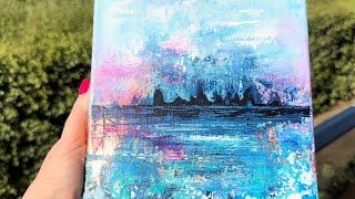 Easy Acrylic Abstract "Lost City" Bronze, Blues & Pinks - Meditative Art