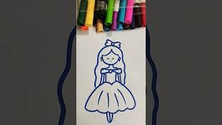 Barbie doll drawing for kids #shortsfeed #barbiedrawing #youtubeshorts