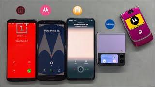 Incoming call Motorola Razr V3 + Moto 1S + OnePlus 5T + Samsung Galaxy Z Flip 3 + Xiaomi Mi N10S