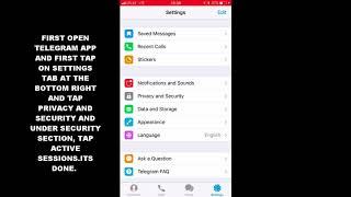 HOW TO CHECK YOUR ACTIVE SESSIONS IN TELEGRAM APP (IOS)