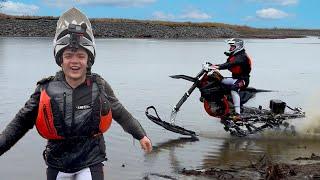 Water Skipping my Snow Bike - 450cc KTM