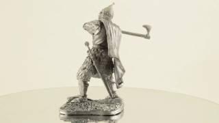 Russian warrior with axe, metal sculpture. Collection 54mm miniature tin toy soldier figurine