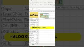 vlookup in Excel tips and tricks #excel #youtubeshorts #viral