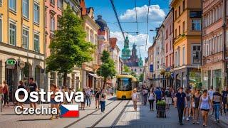 Ostrava walk 4K60fps city center - Masaryk Square - Stodolni Street - Forum