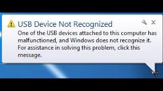 USB Device Not Recognized Error In Windows 7 FIX [Tutorial]