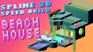 SPLINE 3D Beach House SPEED BUILD : Mini Architecture Tutorial : 3 Hrs in 5 Mins