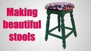 Making beautiful wooden stools / ottoman | wood working | How to Style | woodakh