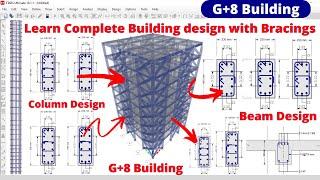 G+8 Building design with Bracings by ETABS Software | Civil Engineering | Bracings | Structural |