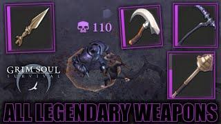 ALL LEGENDARY WEAPONS IN GRIM SOUL! GAMEPLAY OF LEGENDARY WEAPONS! - Grim Soul Dark Fantasy Survival