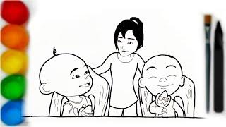 MENGGAMBAR UPIN DAN IPIN TRAKTIR KAK ROS | UPIN IPIN TERBARU 2024 #upinipin #drawing