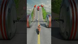 Cars & Ambulance Van vs Chained Hydraulic Crush - BeamNG.Drive
