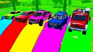 TRANSPORTING FIVE COLOR RAPTOR, DODGE, LAND CRUSER ! - Farming Simulator 22