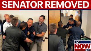 WATCH: Senator Padilla thrown out of Kristi Noem press conference