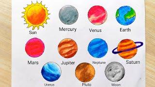 Planets of the Solar System drawing easy | How to draw planets in solar system easy idea