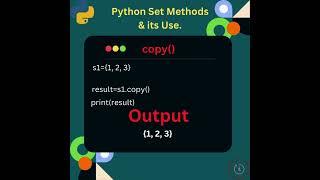 Exploring Python Set Methods 'copy()'  #python  #coding  #interview #pythontutorial