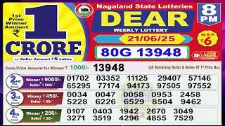 Dear Lottery Sambad Evening 8 PM today 21.06.25 Nagaland State Lottery Result