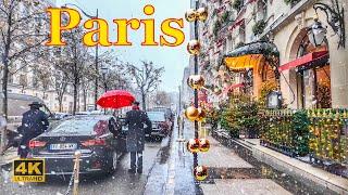 Paris,France- Paris Snowfall 2024 4K HDR Walking Tour | Paris Walk | Paris 4K | A Walk In Paris