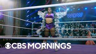 In the ring with WOW-Women Of Wrestling superheroes