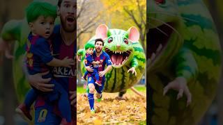 Ronaldo creates giant watermelon rat to fight Messi #ronaldo #football #messi #mouse #trending