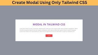 Create a Modal Using Tailwind CSS | Popup Modal Tailwind