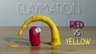 Claymation. RED VS YELLOW. Stopmotion Shortfilm