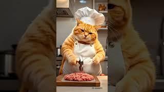 Cat Vooking Meat #entertament #viralvideo #cat  #cartoon #cartoonvideo