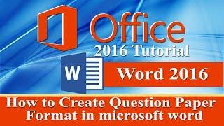 How to create question paper format in ms word