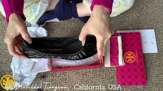 UNBOXING TORY BURCH SHOES // EDDIE BALLET SOFT NAPLAK // PERFECT BLACK COLOR