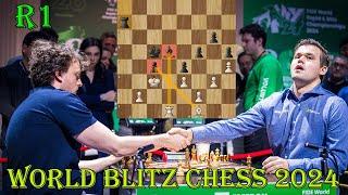 ENGLISH GAME!! Magnus Carlsen vs Hans Niemann || World Blitz Championship 2024 - QF - G1