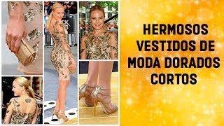 Vestidos dorados cortos de moda