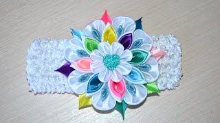 Повязка на голову для девочки канзаши мастер класс DIY headband for girl handmade kanzashi