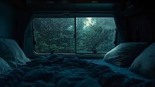 100 % Instantly Fall Asleep With Rain Sound outside the window car At Night