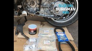 Suzuki burgman 400 remplacement de poulie variateur  et courroie ( OEM Suzuki parts )