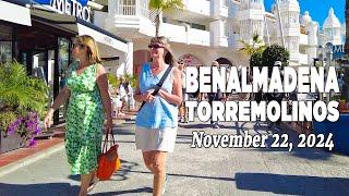 Benalmadena Torremolinos November 22, 2024 Beach Promenade Walk Malaga Spain [4K]