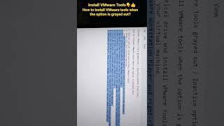 How to install VMware tools when the option is grayed out?