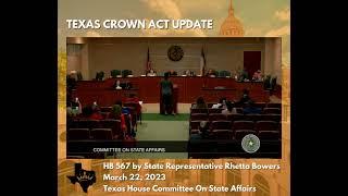 Texas CROWN Act HB 567 testimony by Haley Taylor Schlitz