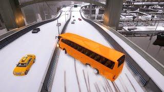 GTA 4 WINTER CRASH TEST OF REAL CARS  WINTER MOOD (WINTER CRASH TEST #91)