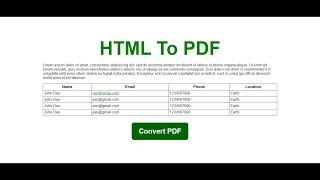 HTML to PDF Convert using jquery plugin | jspdf Plugin