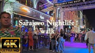 Sarajevo nightlife walk ASMR 2024  4K HDR #sarajevo #nightlife #walkingtour #walking4k #nighttime