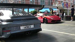 Supercars in London / Porsche 911 GT3 RS, Lamborghini Huracan