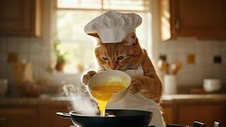 Cat Chef Style: How to Cook a Meal with Eggs - Day 2. #cooking #catlover #cutecat