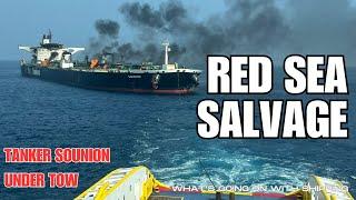 Tanker Sounion Under Tow | 2nd Salvage Effort Underway | European Union Provide Naval Escort