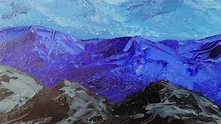 Mountains Landscape Impasto Painting Sunrise View Pallet Knife Painting 14/10" by Sergei Lavrenov