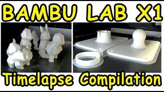 ASMR 3D printing timelapse compilation of various FDM PLA prints on the Bambu lab X1 Carbon.