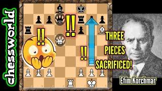 THE MOST DEADLY SACRIFICES!!  THREE PIECES||KORCHMAR VS POLYAK 1937|| BEAUTIFUL CHESS TACTICS