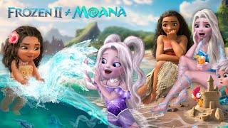 Frozen 2 & Moana: Elsa and Moana and their Kids have a Beach Party! | Alice Edit!