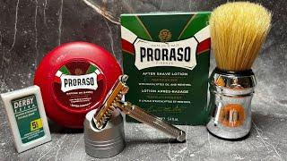 Итальянское уныние от Fatip Piccolo, Derby Extra, мыло и лосьон от Proraso, помазок кабан Omega 83